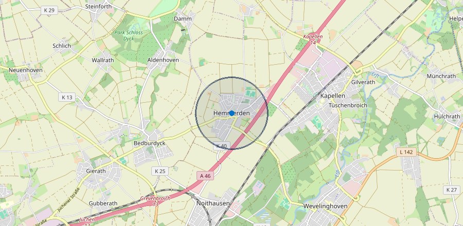 Lage-Karte: Grevenbroich-Hemmerden, ungefähre Lage