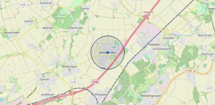 Lage-Karte: Grevenbroich-Hemmerden, ungefähre Lage