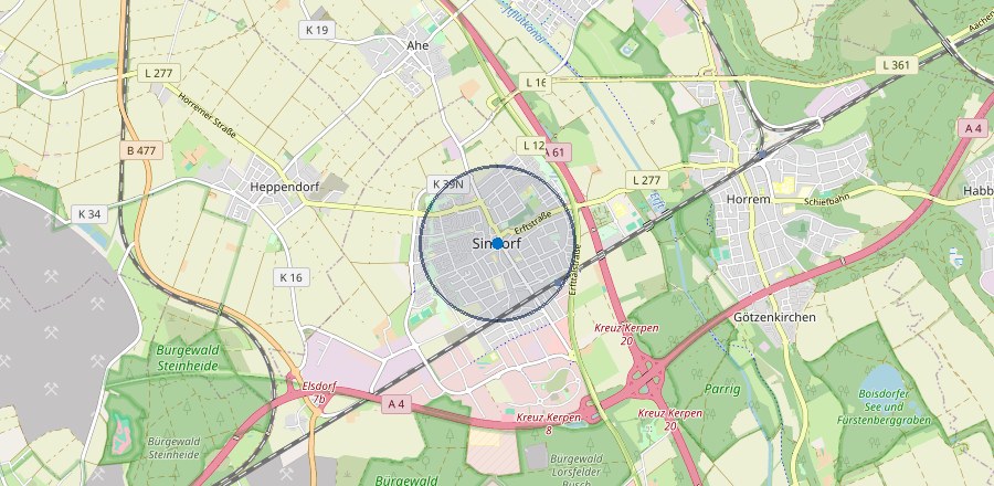 Lage-Karte: Kerpen-Sindorf, ungefähre Lage
